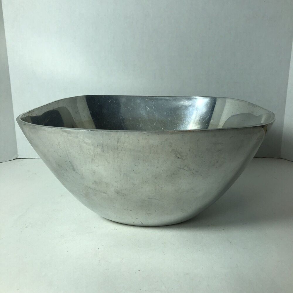 Pottery Barn Bowl Barona Square Silver Large 10.5"x10.5"x5" READ C